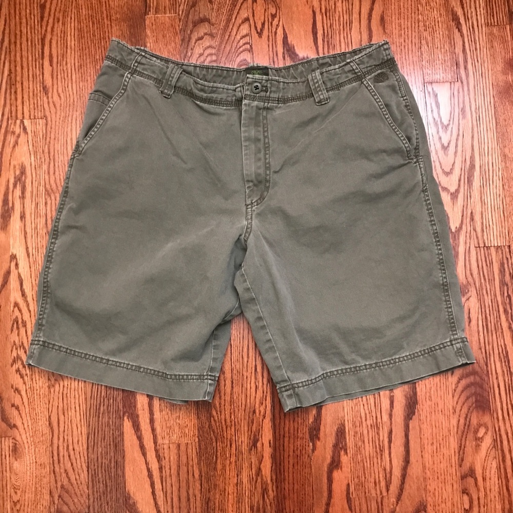 Timberland Denim Shorts Heavy Duty Workwear Mens 38 Green Button Flap Pocket